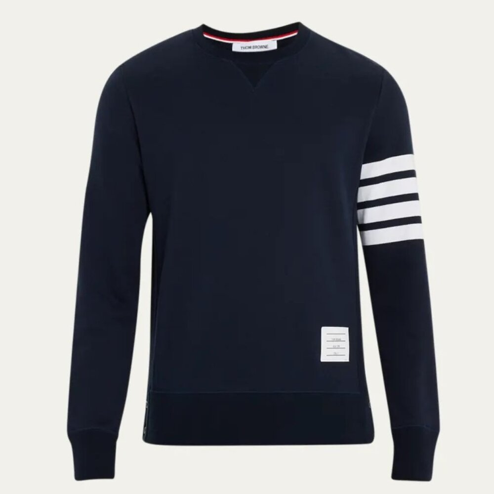 Thom Browne Men's Striped  Crew Neck Long Sleeve Sweater